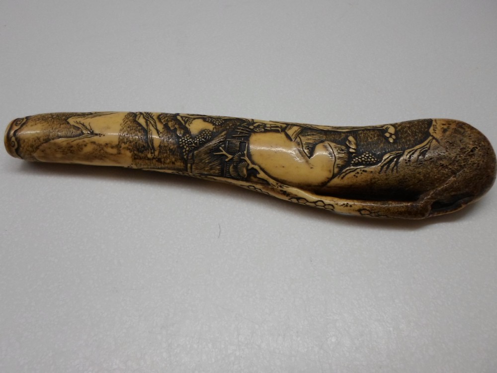 FINE QUALITY JAPANESE STAG ANTLER KISERUZUTSU (PIPE CASE) View III