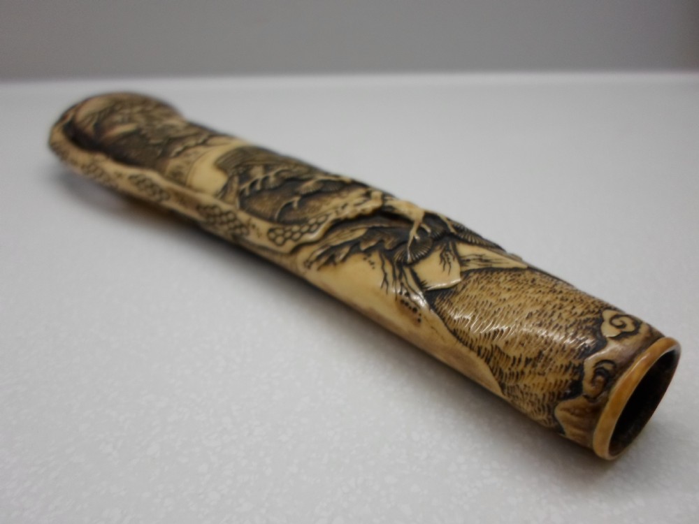 FINE QUALITY JAPANESE STAG ANTLER KISERUZUTSU (PIPE CASE) View X