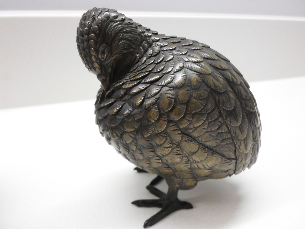 FINE QUALITY PAIR OF JAPANESE BRONZE QUAILS MEIJI View VII