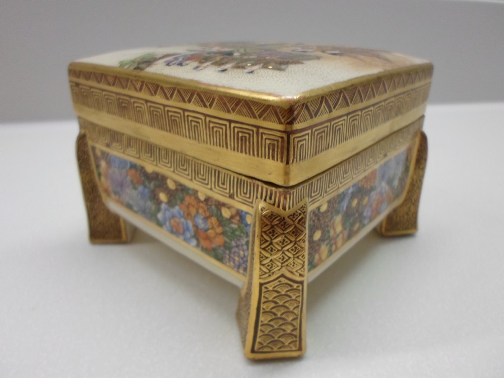 JAPANESE SATSUMA KOGO (LIDDED BOX)SIGNED MEIJI PERIOD View IV