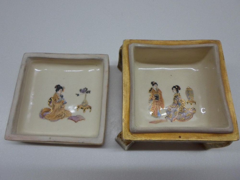 JAPANESE SATSUMA KOGO (LIDDED BOX)SIGNED MEIJI PERIOD View VII