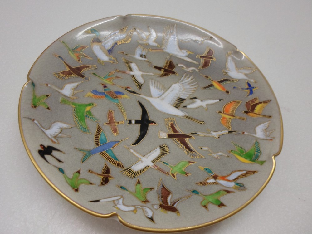 UNUSUAL JAPANESE SATSUMA BIRD PLATE MEIJI PERIOD View II