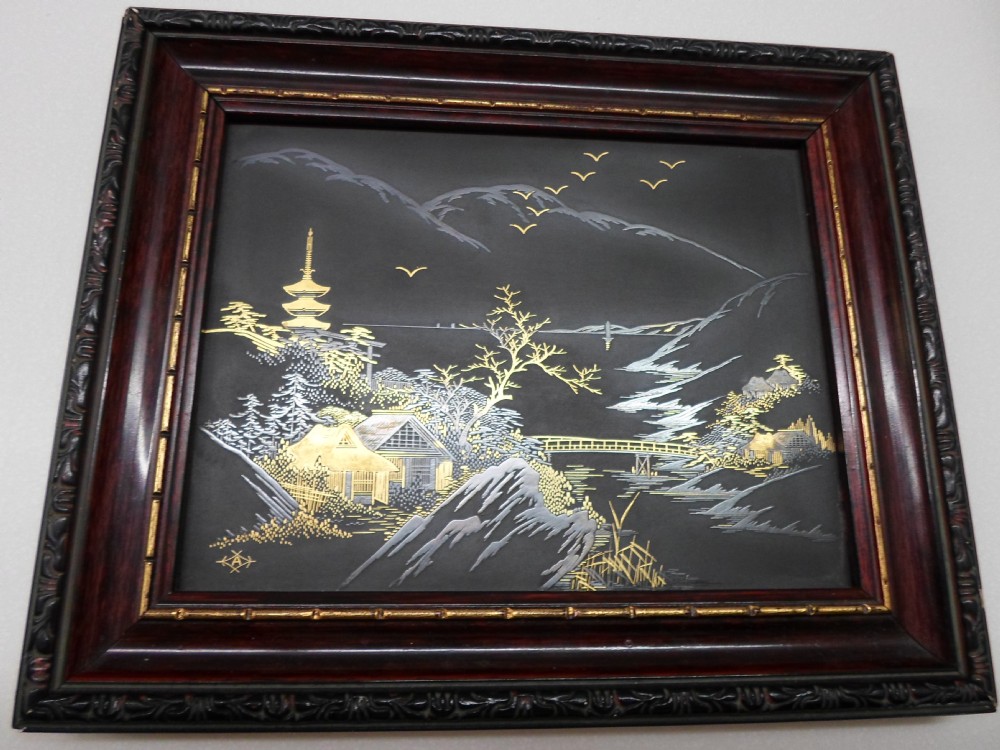 PAIR OF FRAMED JAPANESE KOMAI STYLE WALL PLAQUES View III