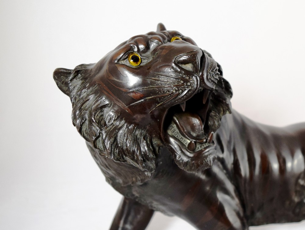 HUGE FINEST QUALITY JAPANESE BRONZE TIGER BY 