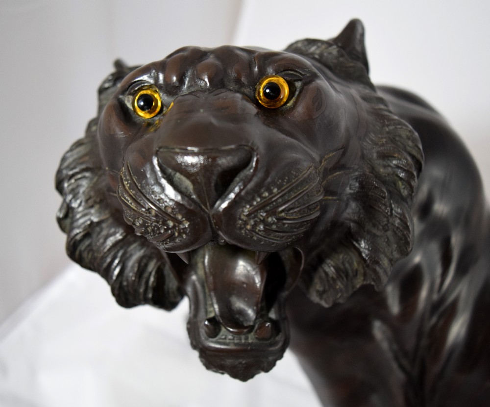 HUGE FINEST QUALITY JAPANESE BRONZE TIGER BY 