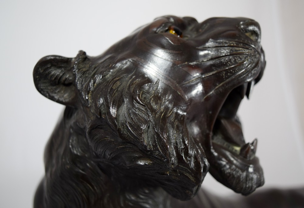 HUGE FINEST QUALITY JAPANESE BRONZE TIGER BY 