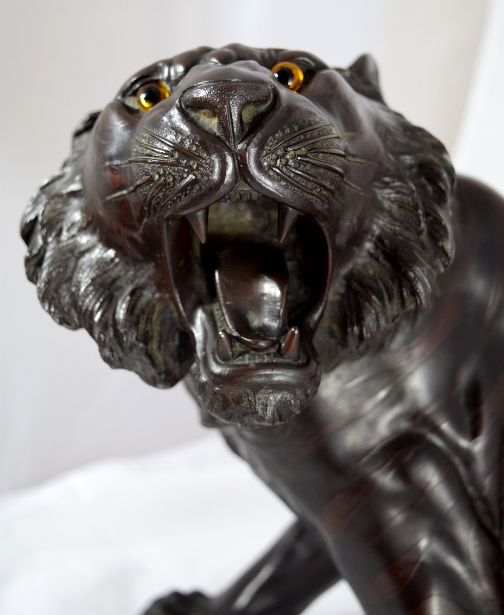HUGE FINEST QUALITY JAPANESE BRONZE TIGER BY 