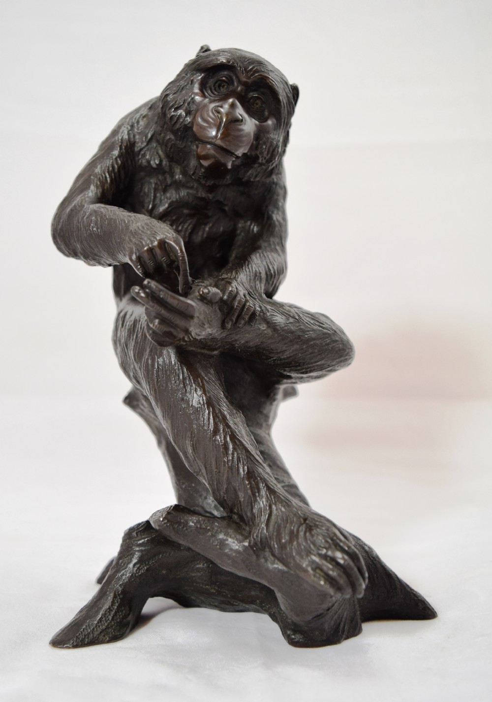 CHARMING JAPANESE BRONZE MONKEY OKIMONO 