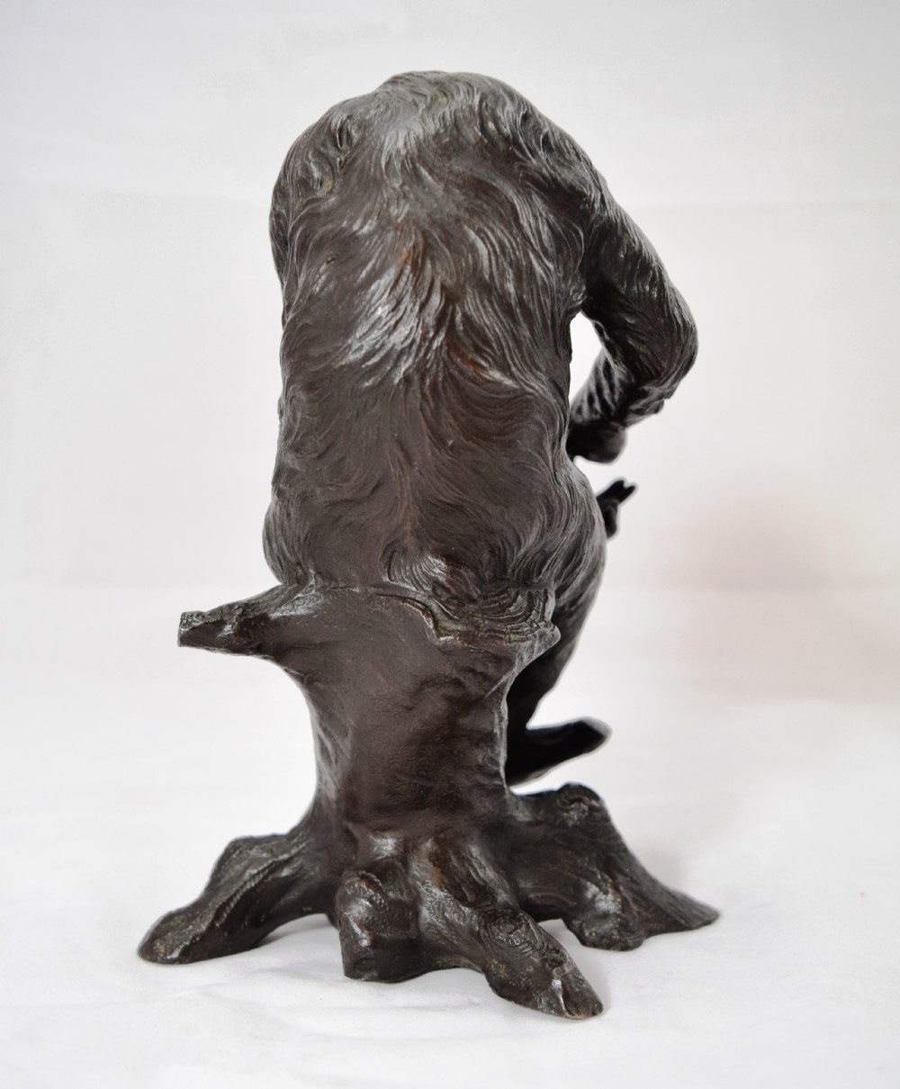 CHARMING JAPANESE BRONZE MONKEY OKIMONO 