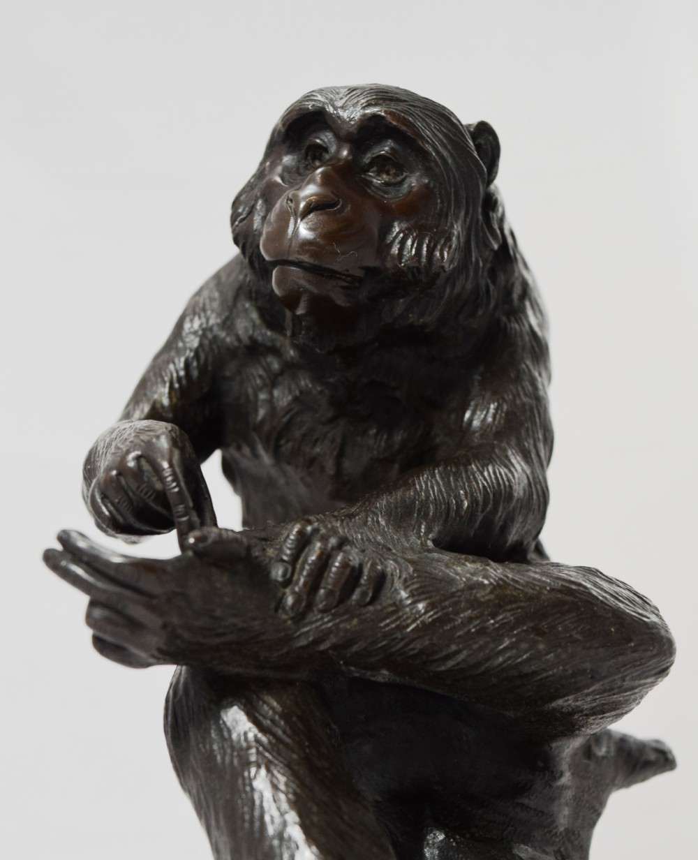 CHARMING JAPANESE BRONZE MONKEY OKIMONO 