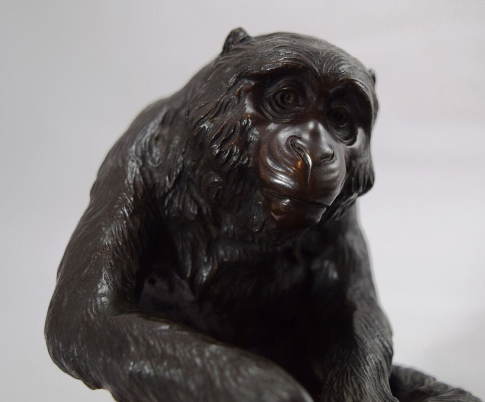 CHARMING JAPANESE BRONZE MONKEY OKIMONO 