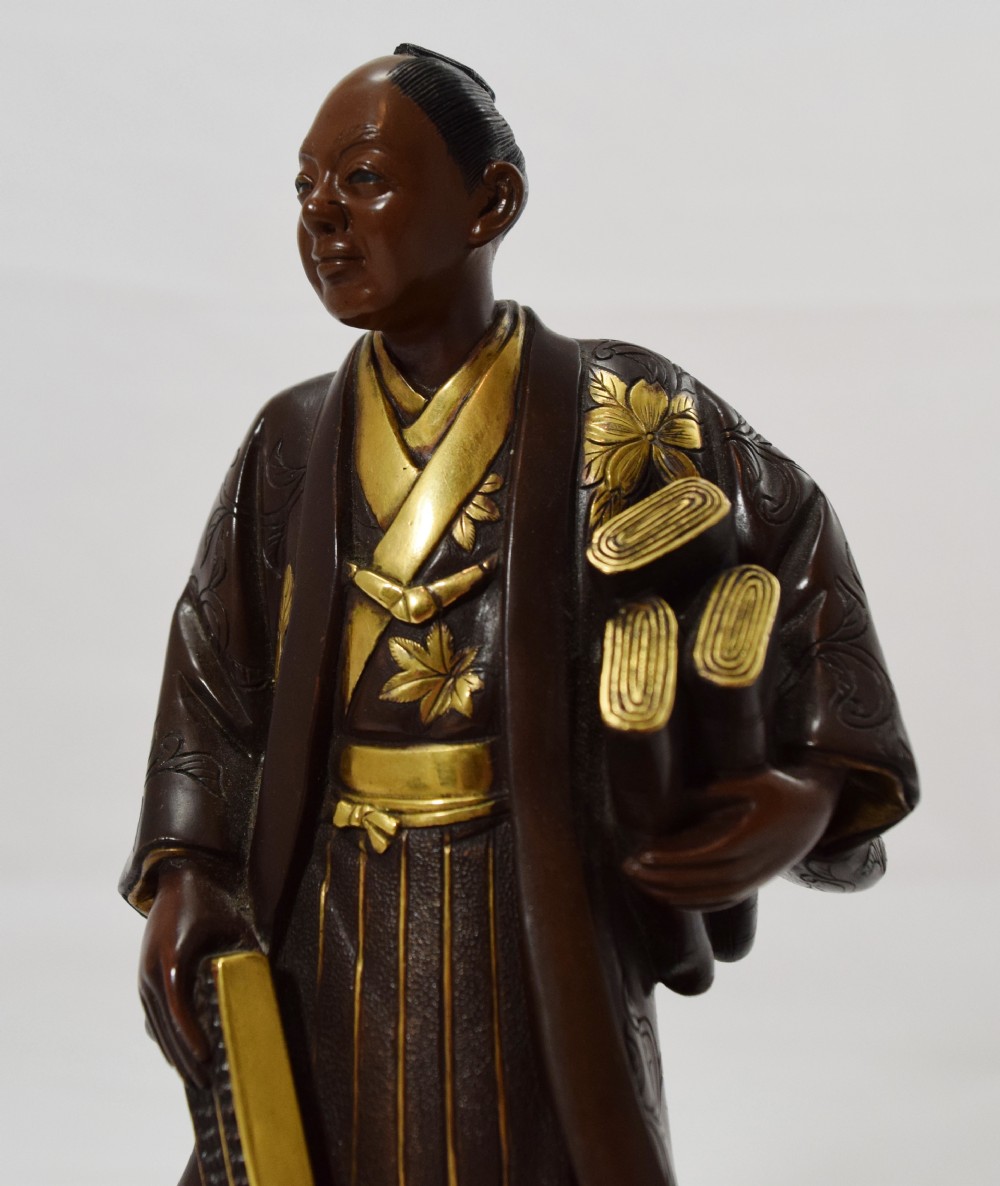 JAPANESE PARCEL GILT BRONZE SCHOLAR SIGNED MIYAO View V