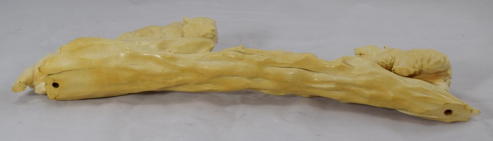 RARE LARGE JAPANESE IVORY TUSK BRIDGE OF BEARS MEIJI View XII