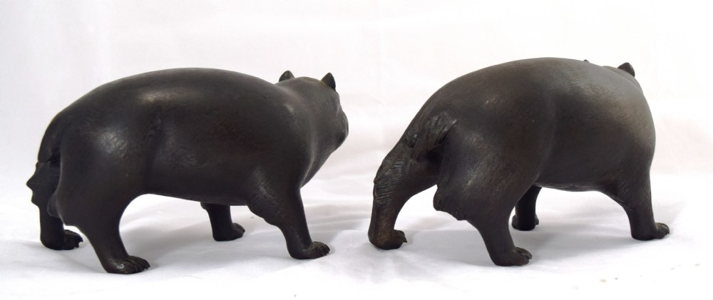 PAIR OF HEAVY AND FINE QUALITY JAPANESE BRONZE TANUKI  View II