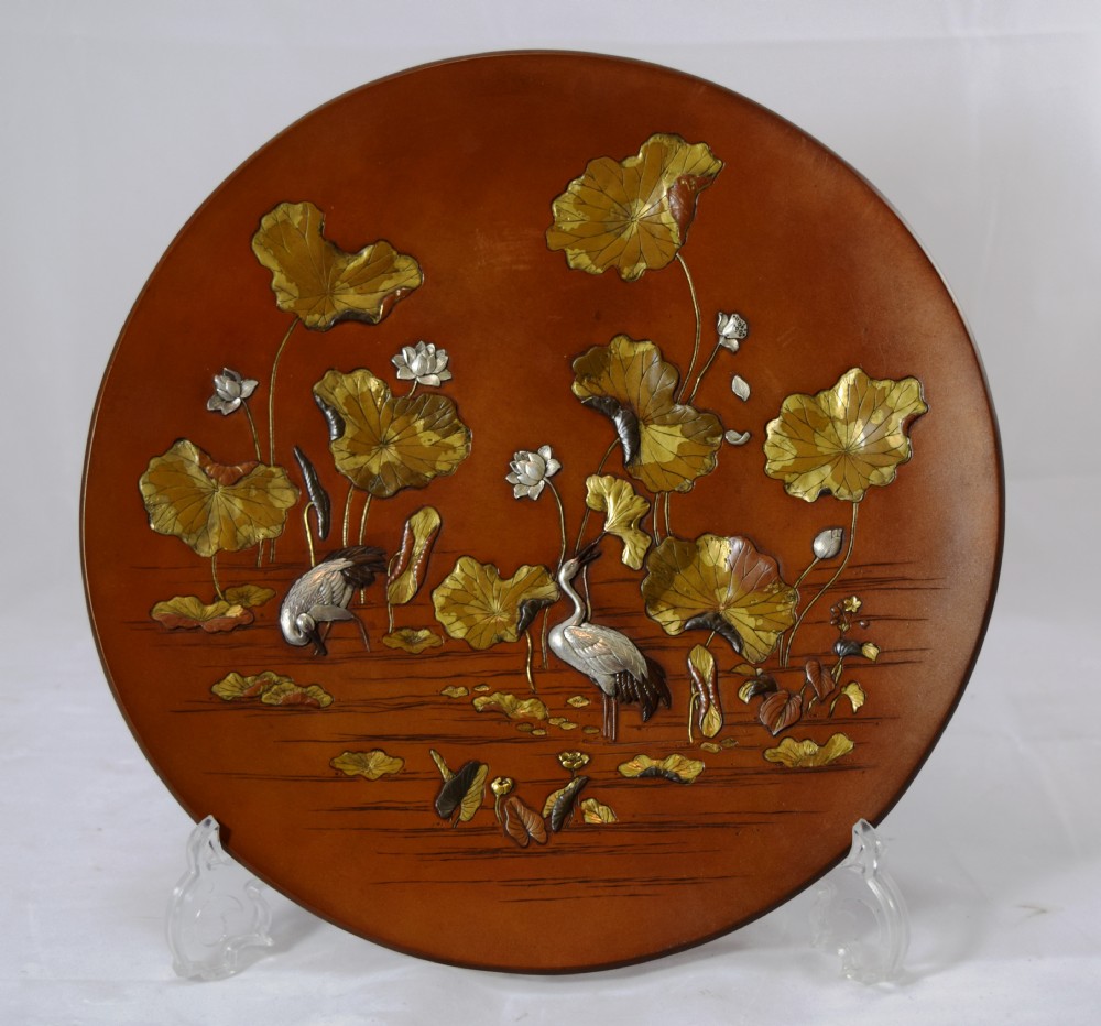 FINE QUALITY JAPANESE ONLAID BRONZE PLAQUE GOLD NOGAWA SEAL
