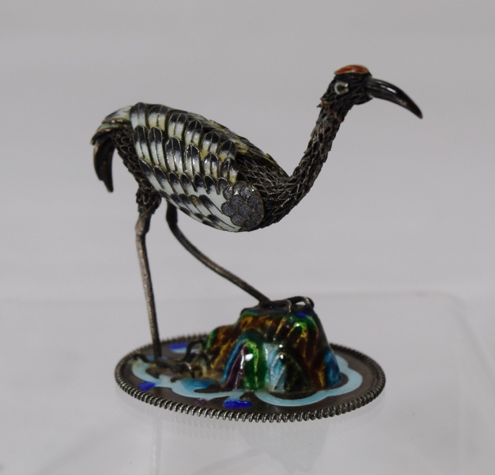 A PAIR OF CHINESE SILVER AND ENAMEL MANCHURIAN CRANES View IV