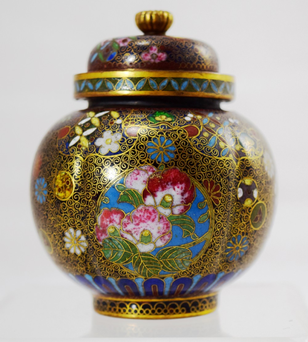 NICE QUALITY JAPANESE CLOISONNE KORO SIGNED TAKAHARA View III