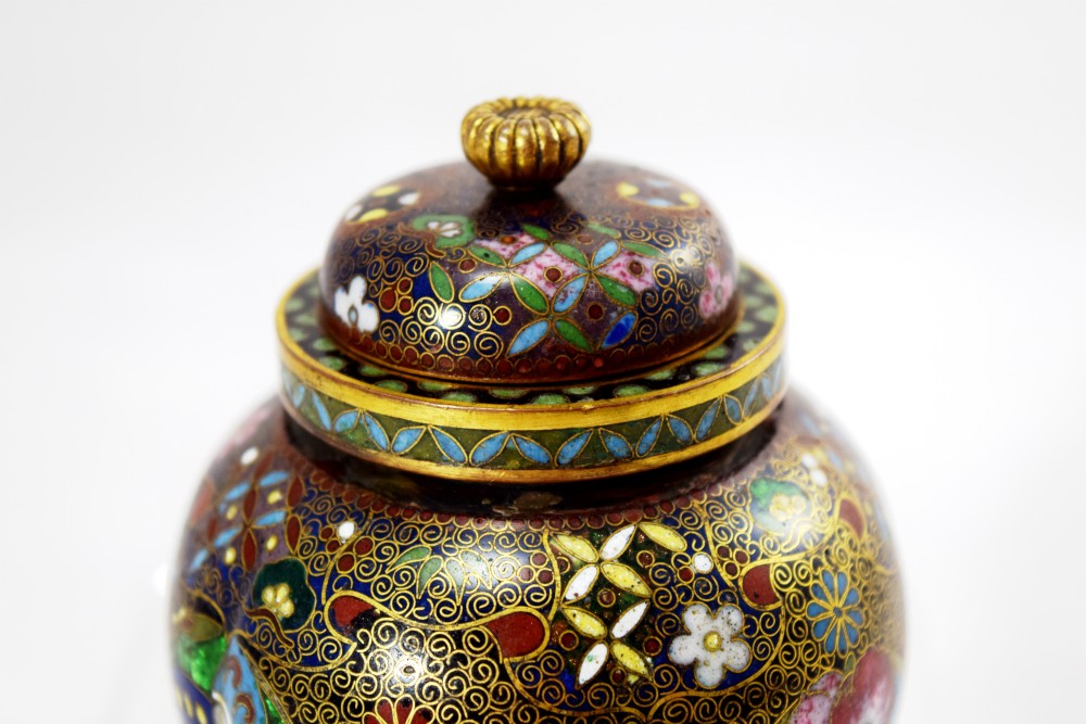 NICE QUALITY JAPANESE CLOISONNE KORO SIGNED TAKAHARA View IV