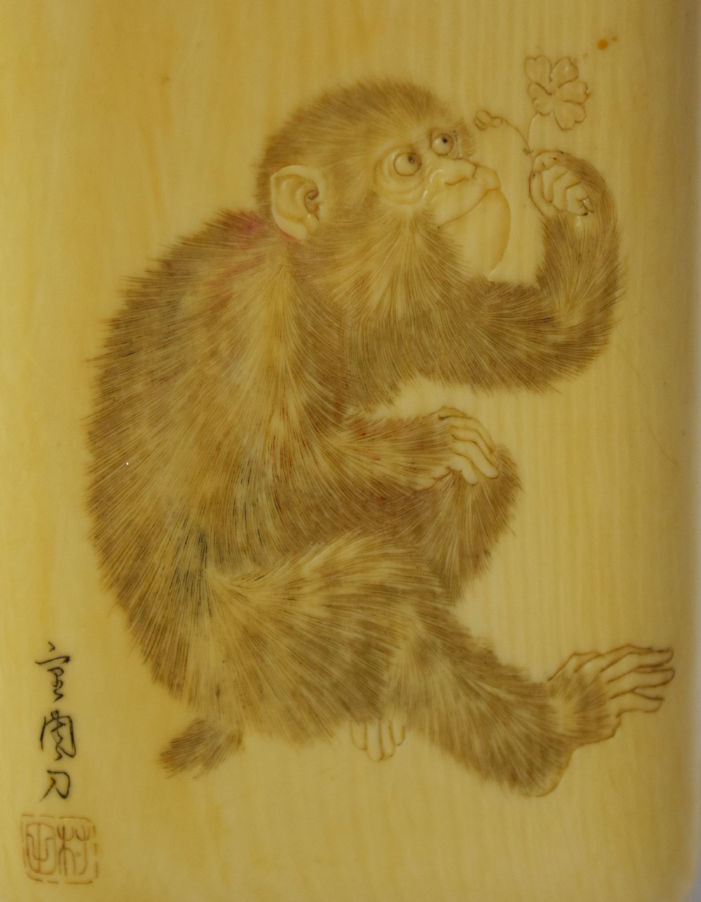 JAPANESE IVORY MONKEY CIGARETTE CASE BY MARUKI COMPANY View III