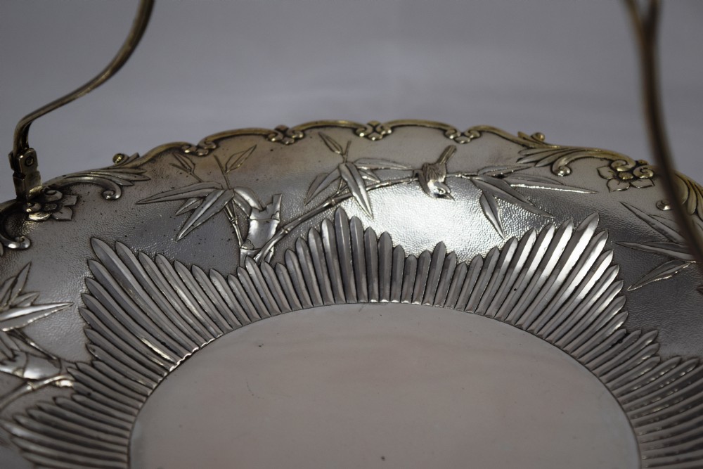 CHINESE SILVER CAKE OR FRUIT BASKET CIRCA 1900 View II
