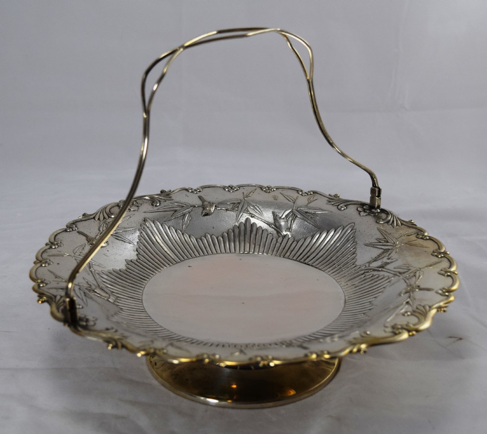 CHINESE SILVER CAKE OR FRUIT BASKET CIRCA 1900 View IV