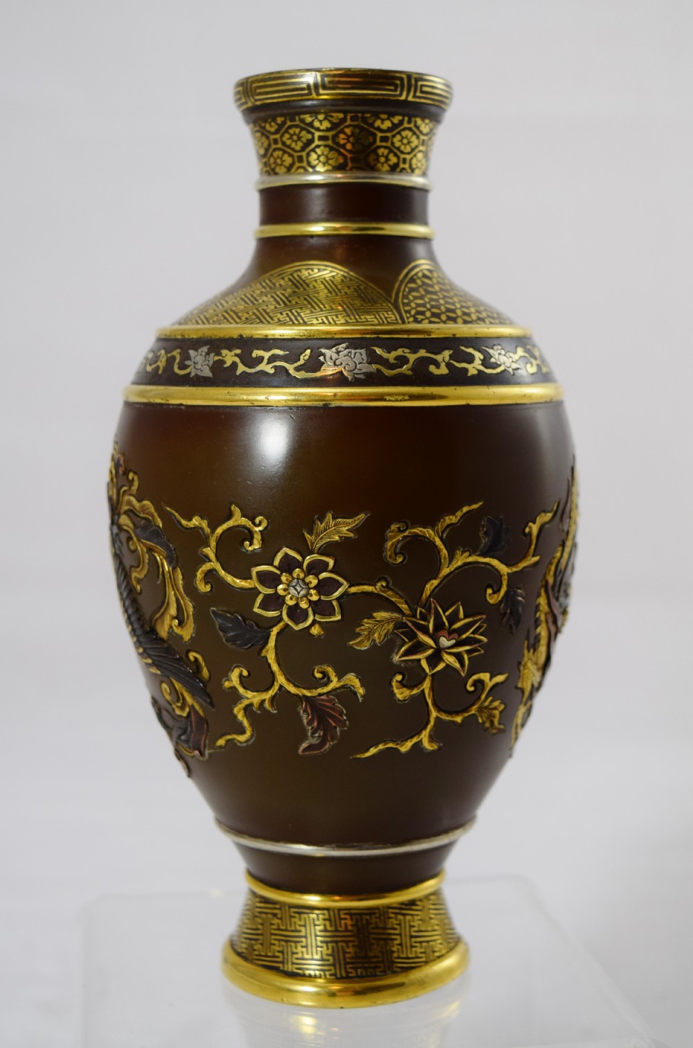 WONDERFUL QUALITY JAPANESE MIXED METAL VASE BY INOUE View III