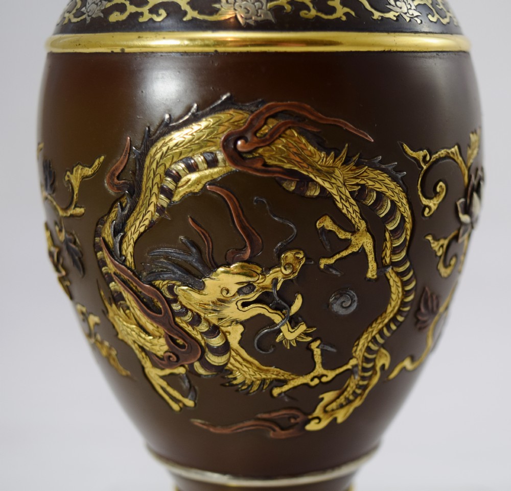 WONDERFUL QUALITY JAPANESE MIXED METAL VASE BY INOUE View VI