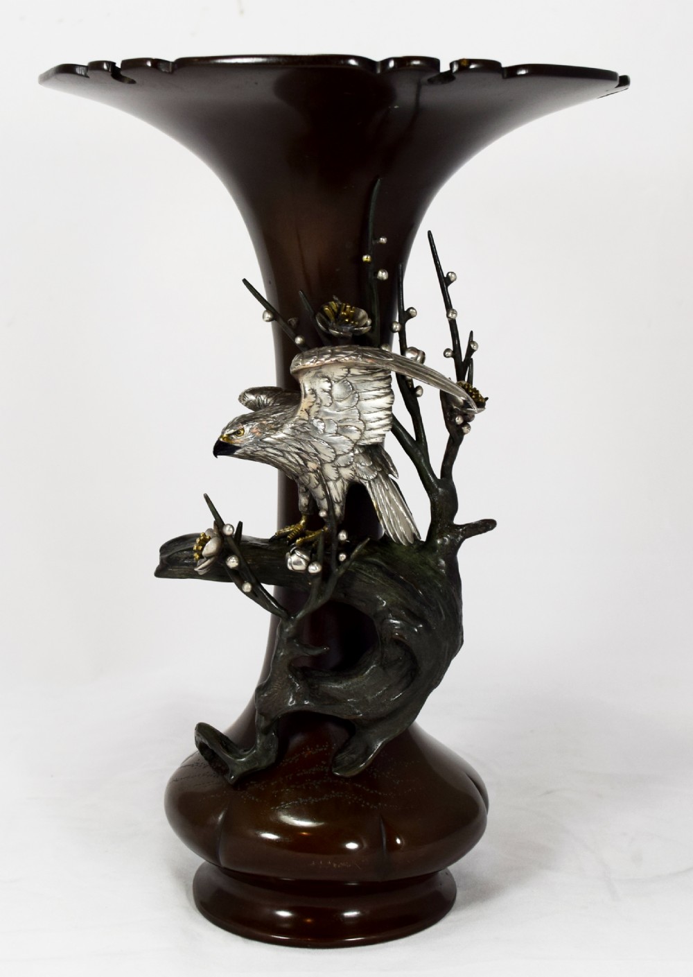 SUPER QUALITY DECORATIVE JAPANESE MIXED METAL VASES SEIYA SIGNED View III