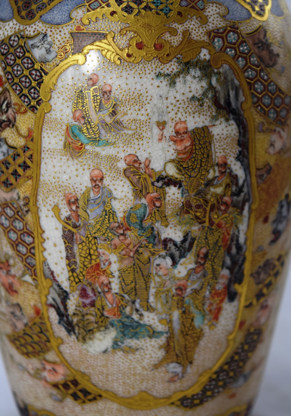 FINE QUALITY PAIR OF MEIZAN JAPANESE SATSUMA VASES View III