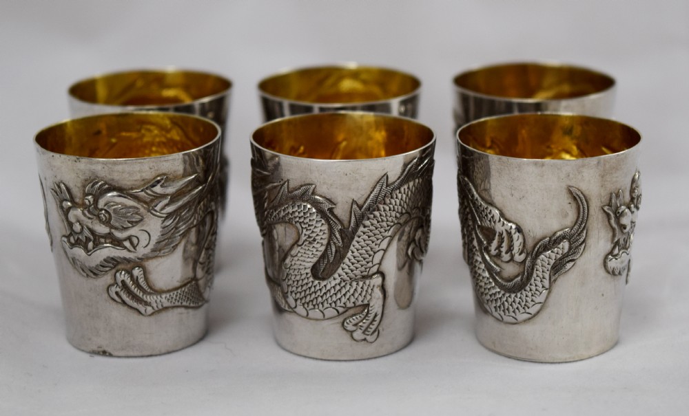 CHINESE SILVER DRAGON COCKTAIL SET BY WANG-HING View V