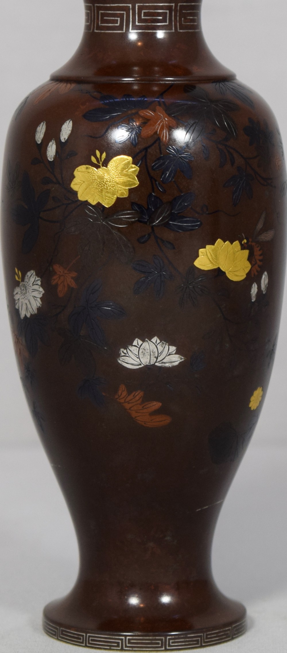 FINE QUALITY PAIR OF JAPANESE NOGAWA MIXED METAL VASES  View VII