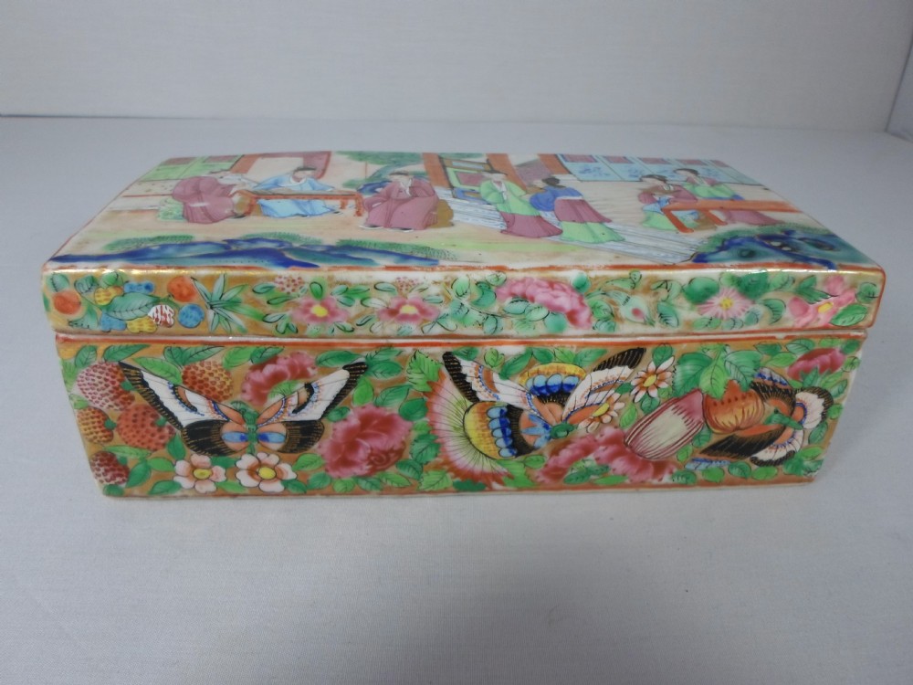 chinese cantonese brick shaped trinket box - CATEGORY: ANTIQUE BOXES - DATED 1850