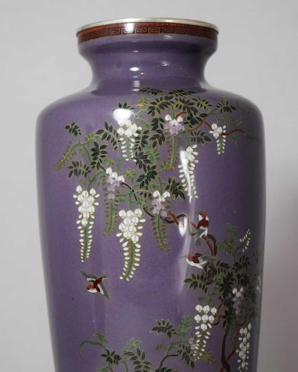 LOVELY QUALITY PAIR OF JAPANESE CLOISONNE VASES MEIJI View V