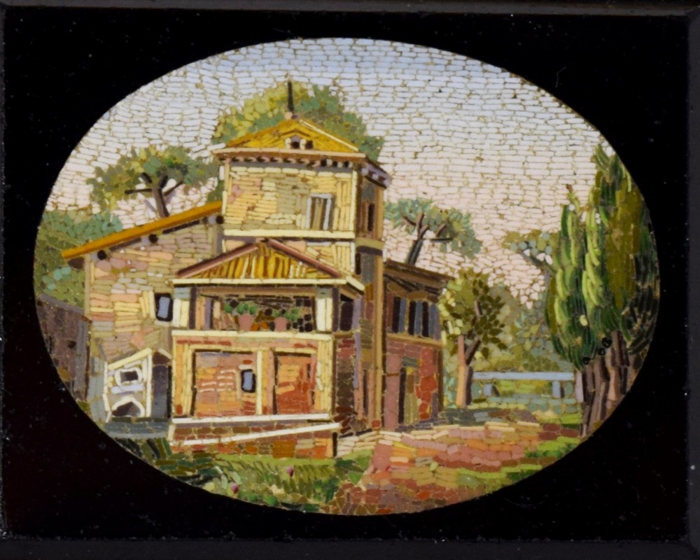 VICTORIAN GOLD MOUNTED MICRO MOSAIC BIJOUTERIE PIECE View II