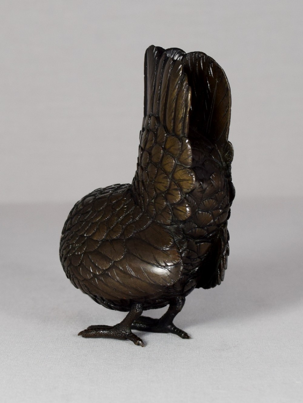 HEAVY QUALITY JAPANESE BRONZE OKIMONO OF A COCKEREL  View IV