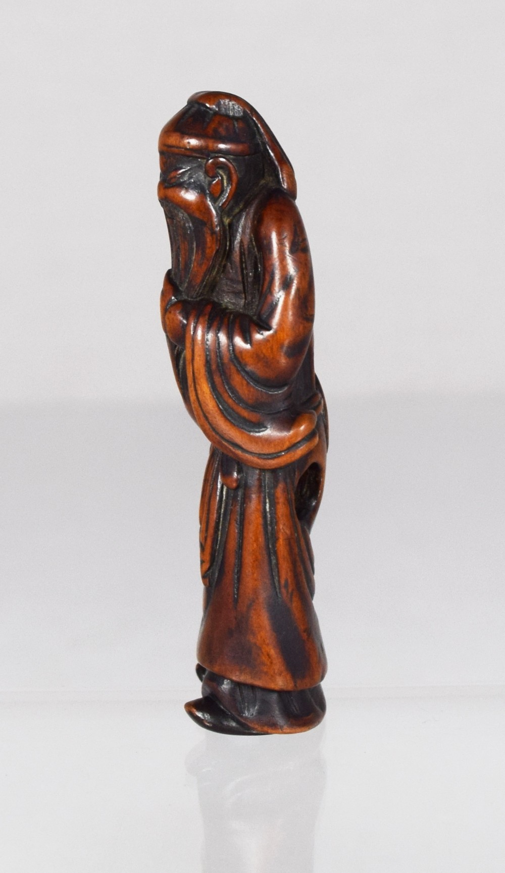  EDO PERIOD JAPANESE BOXWOOD NETSUKE SIGNED HACHIGYOKU View II