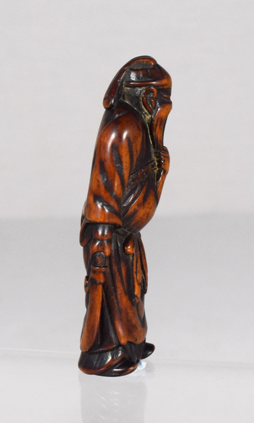  EDO PERIOD JAPANESE BOXWOOD NETSUKE SIGNED HACHIGYOKU View IV