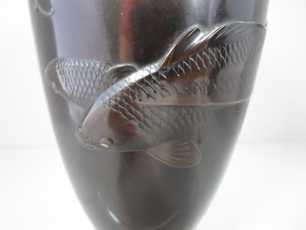 SUPERB HIGH QUALITY TOKYO SCHOOL JAPANESE BRONZE VASES View IX