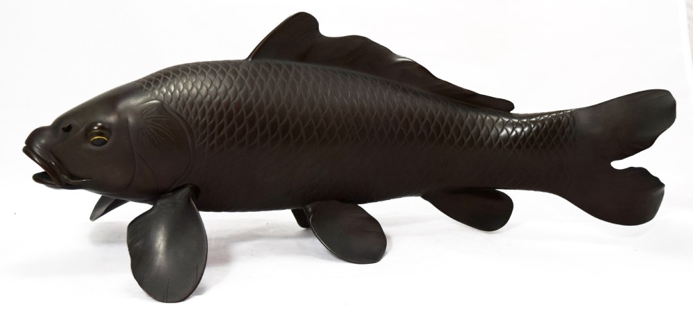 HUGE EXHIBITION QUALITY JAPANESE CARP OKIMONO ON STAND BY IZUMI SEIJO II  View III