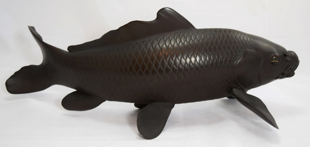 HUGE EXHIBITION QUALITY JAPANESE CARP OKIMONO ON STAND BY IZUMI SEIJO II  View IV