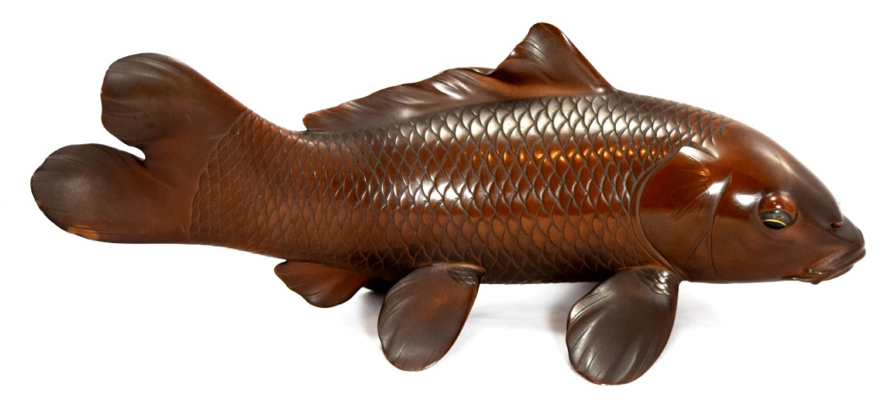 HUGE EXHIBITION QUALITY JAPANESE CARP OKIMONO ON STAND BY IZUMI SEIJO II  View VII