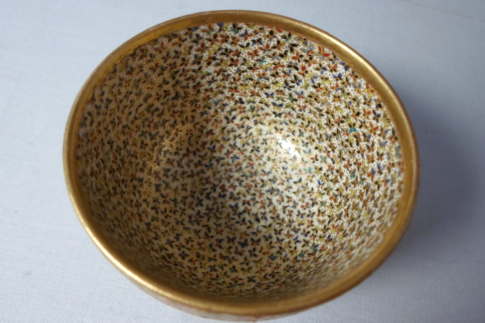 SMALL JAPANESE SATSUMA THOUSAND BUTTERFLY BOWL TAIZAN View VI