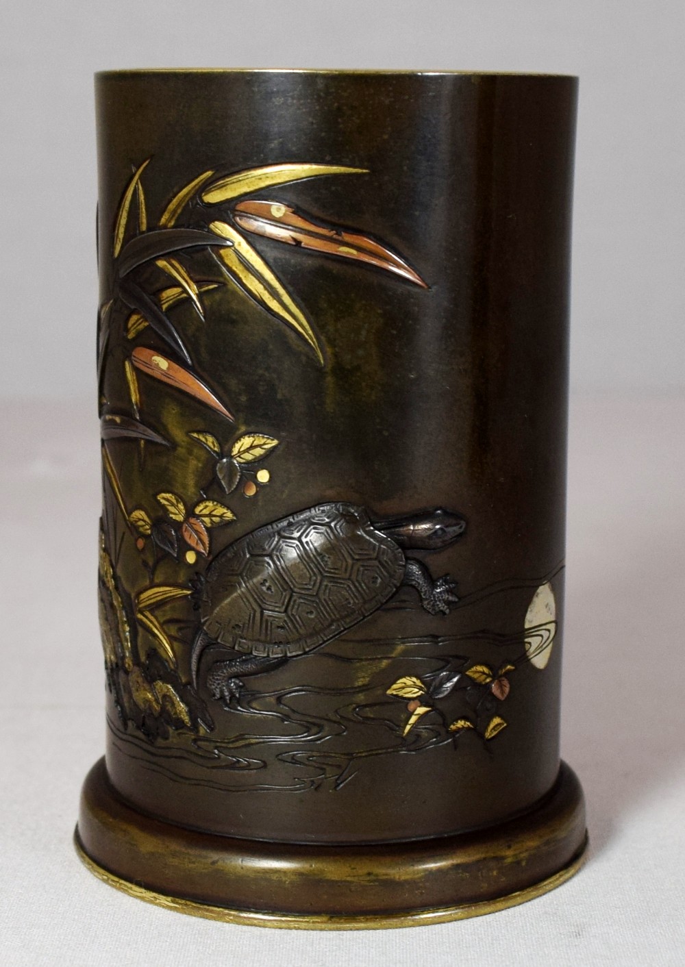 UNUSUAL PAIR OF JAPANESE MIXED METAL BRUSH POTS BY INOUE View IV