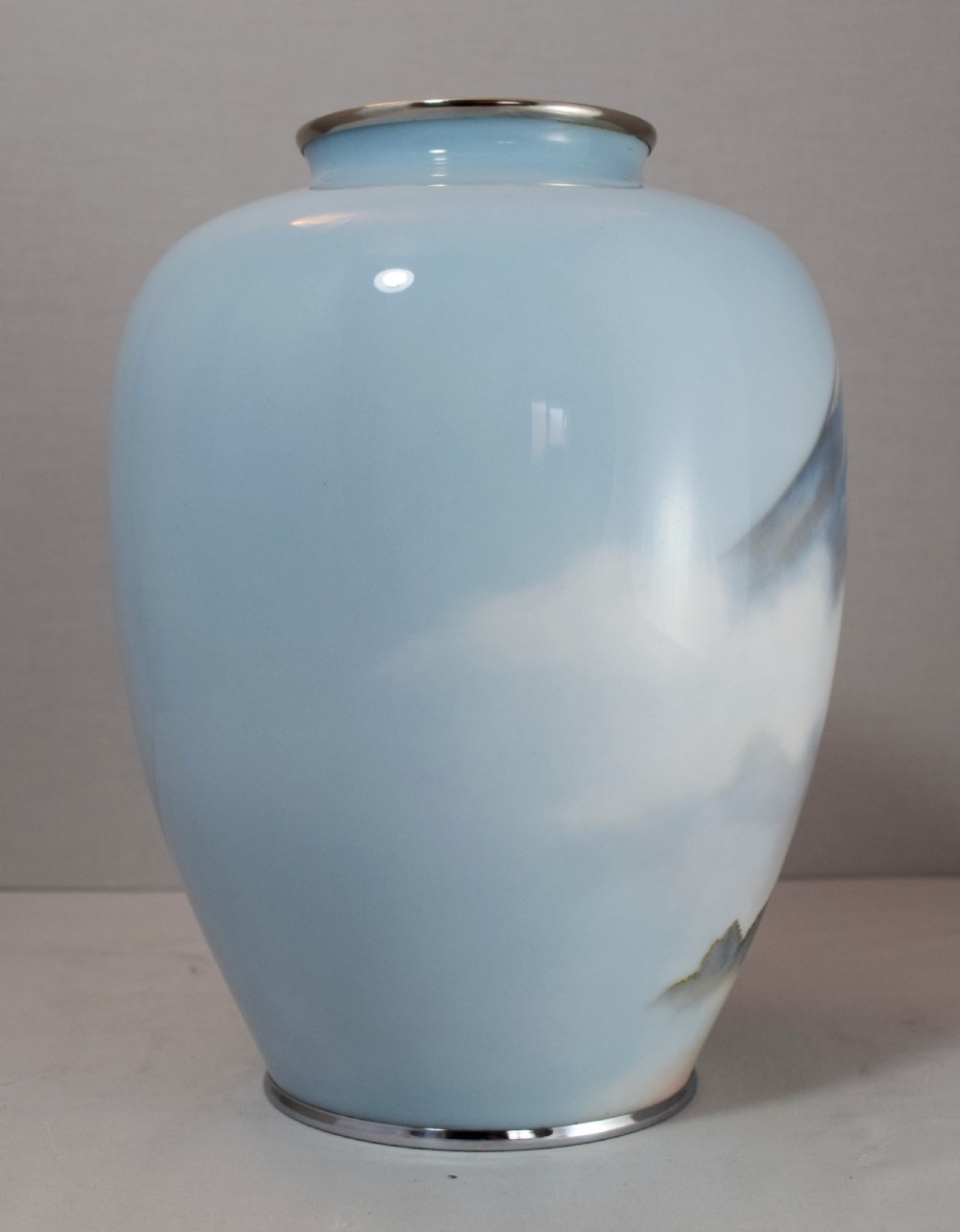 LARGE ANDO JAPANESE CLOISONNE VASE DEPICTING MOUNT FUJI View VI