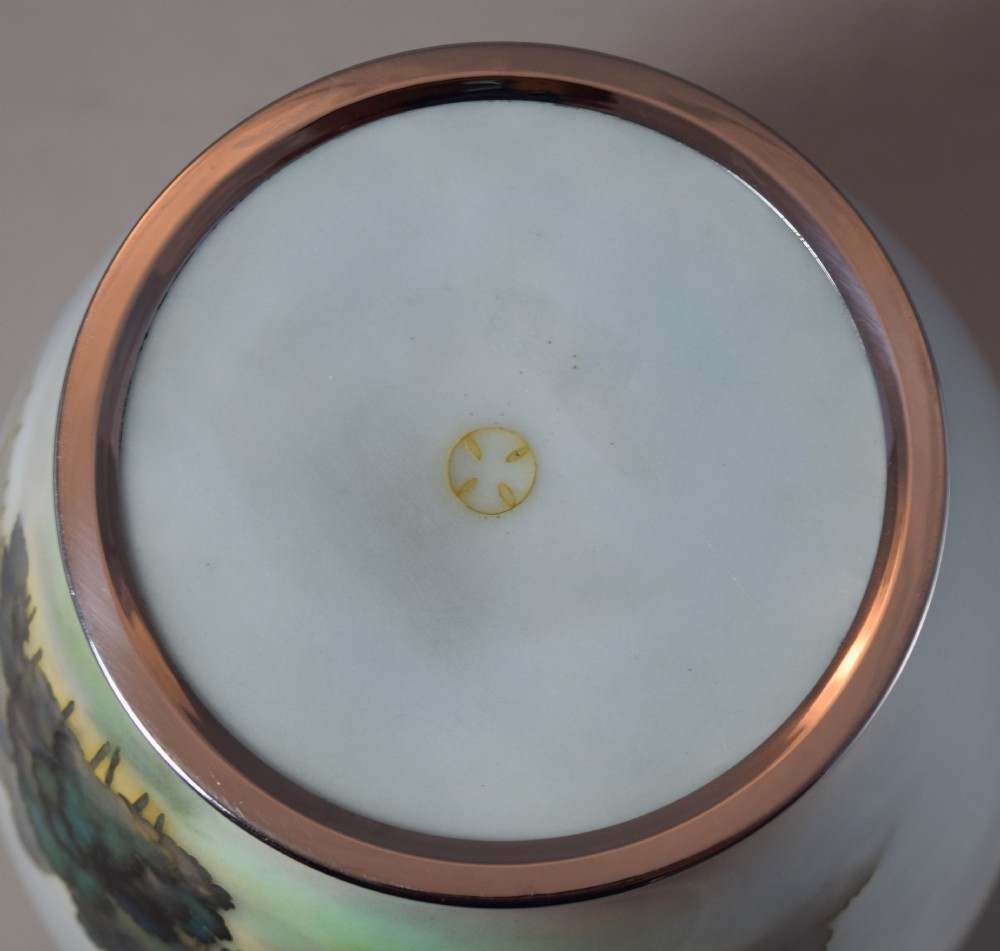 LARGE ANDO JAPANESE CLOISONNE VASE DEPICTING MOUNT FUJI View IX