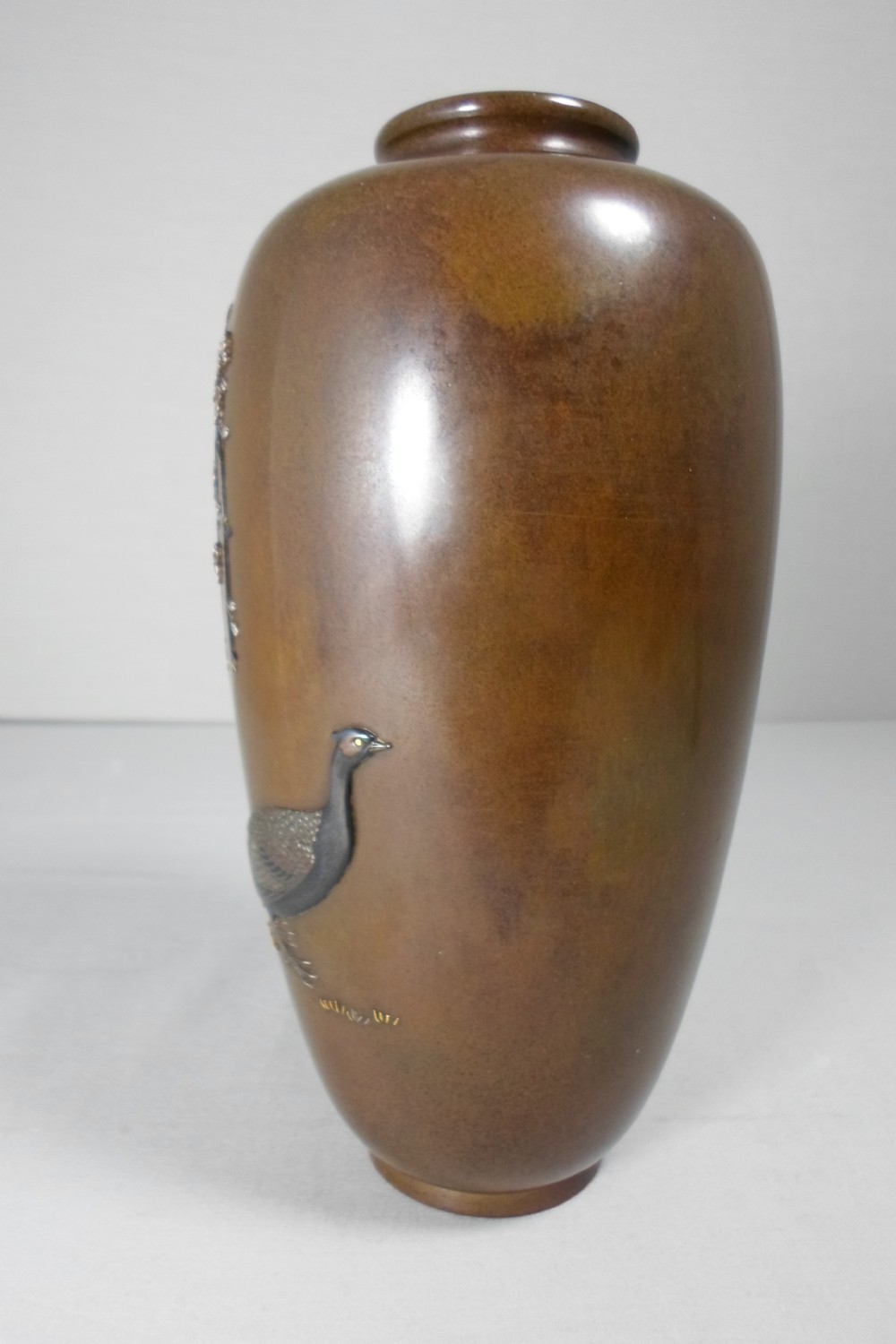 A GOOD QUALITY MIXED METAL PHEASANT VASE BY NOGAWA View IV