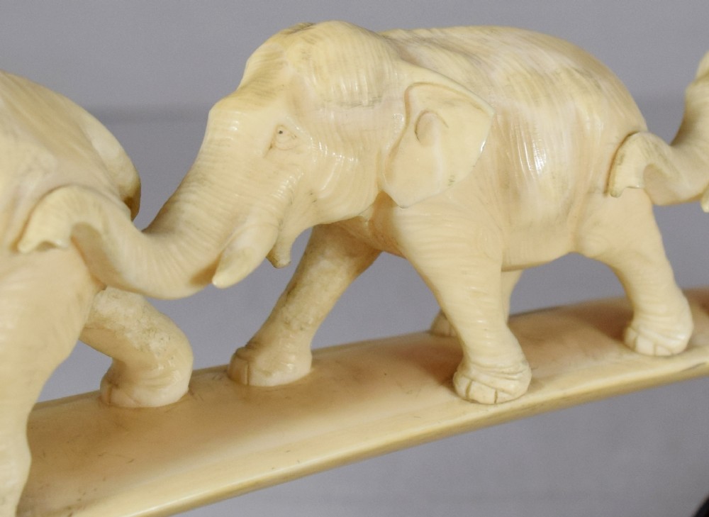 A GOOD JAPANESE ELEPHANT IVORY TUSK BRIDGE ON STAND  View VIII