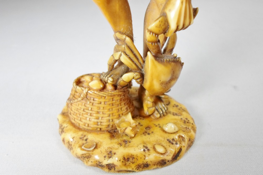 AN UNUSUAL JAPANESE IVORY OKIMONO OF ASHINAGA AND TENAGA View IX