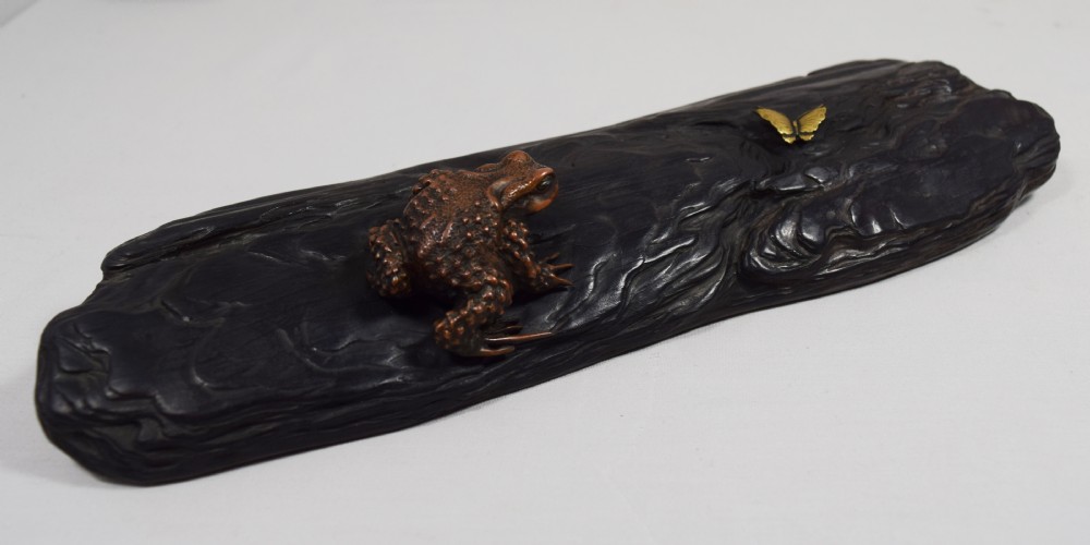 UNUSUAL JAPANESE MIXED MEDIA BRONZE AND WOOD OKIMONO View II