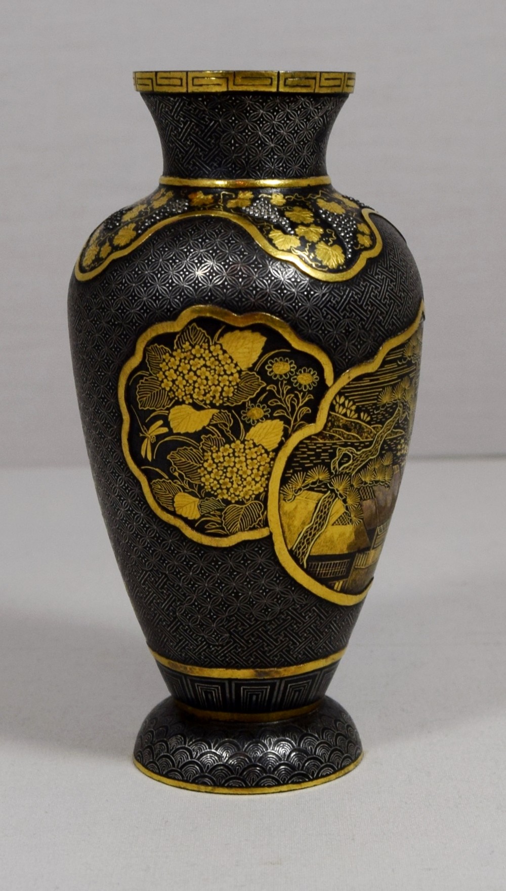 JAPANESE DAMASCENED IRON KOMAI STYLE VASE View II